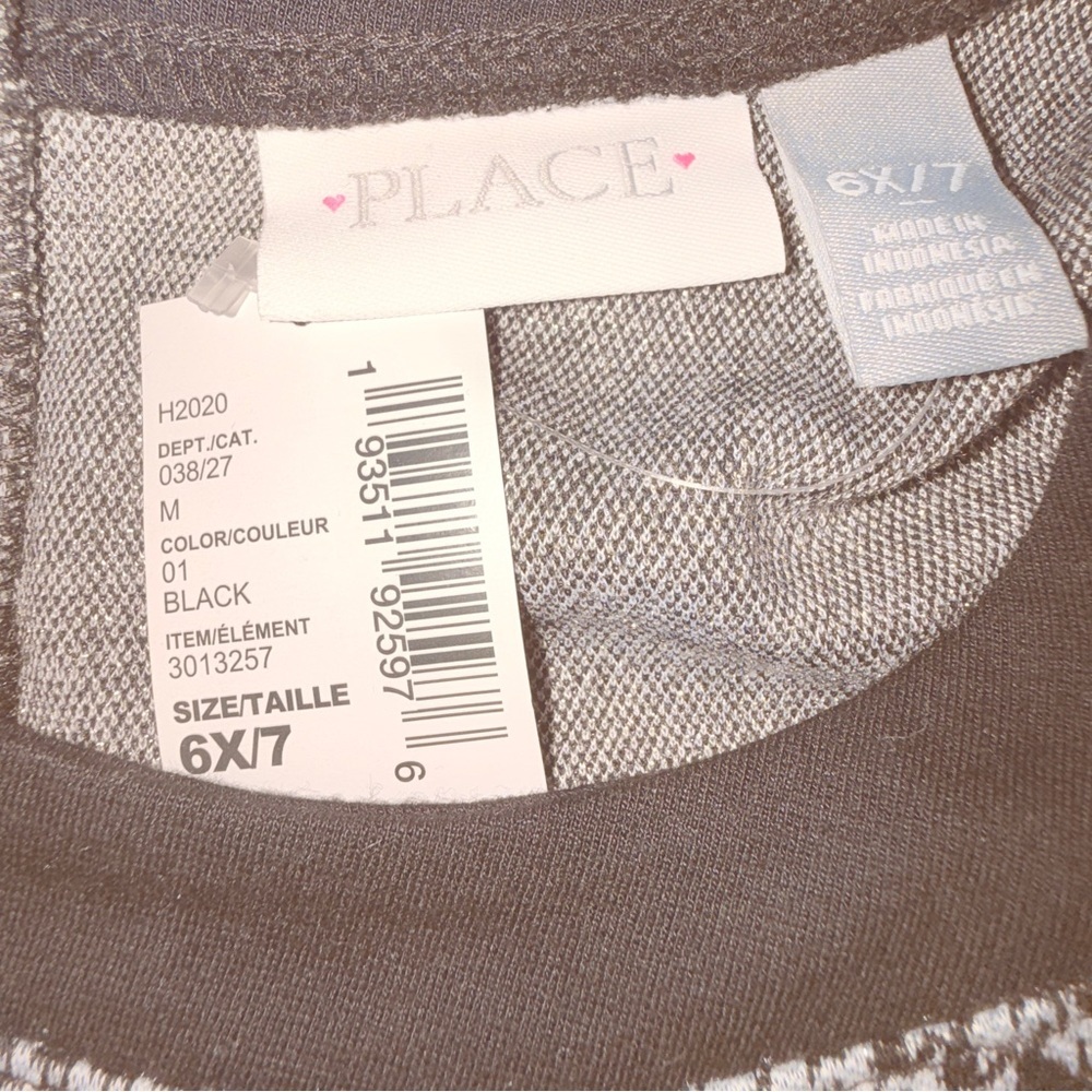 The Childrens Place NWT Girls Plaid Short Sleeve Dress Sz 6x/7 Black & White DU - Picture 4 of 7